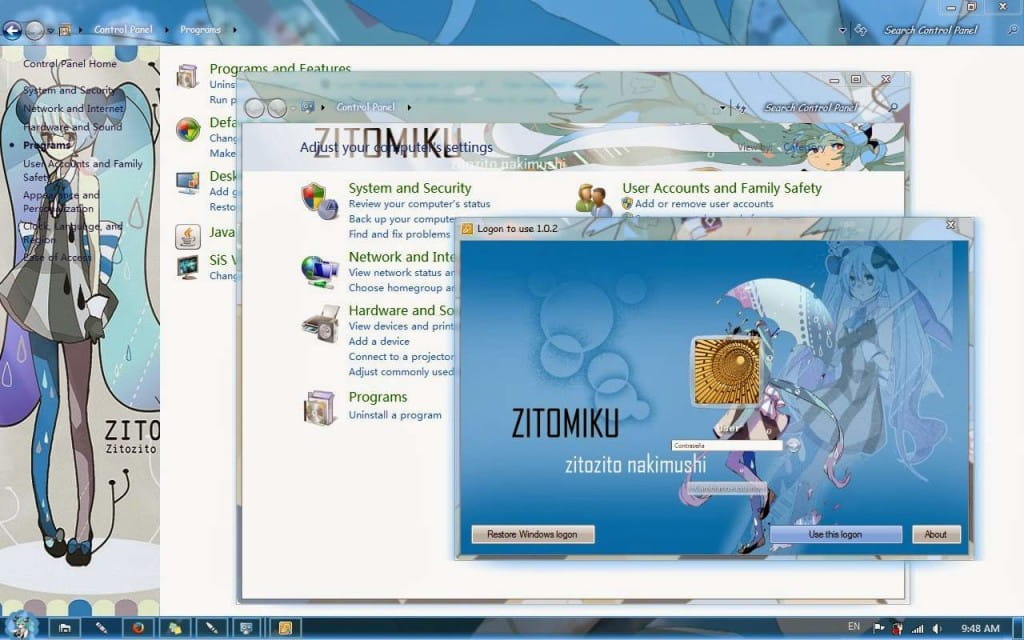 win7主题，初音未来，电脑主题，miku