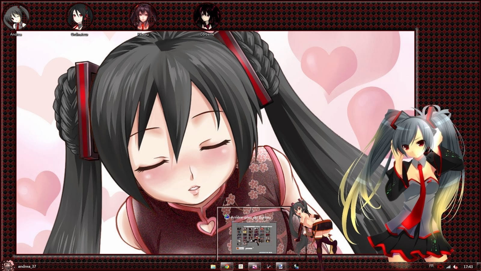 win7主题 电脑主题 萌娘资源 黑化 初音 杂音 miku 崩坏
