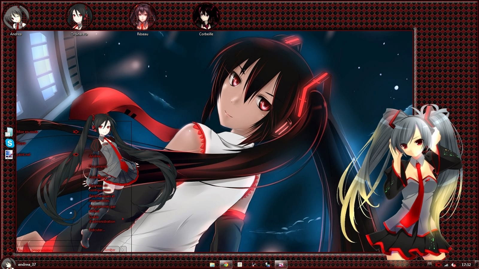 win7主题 电脑主题 萌娘资源 黑化 初音 杂音 miku 崩坏
