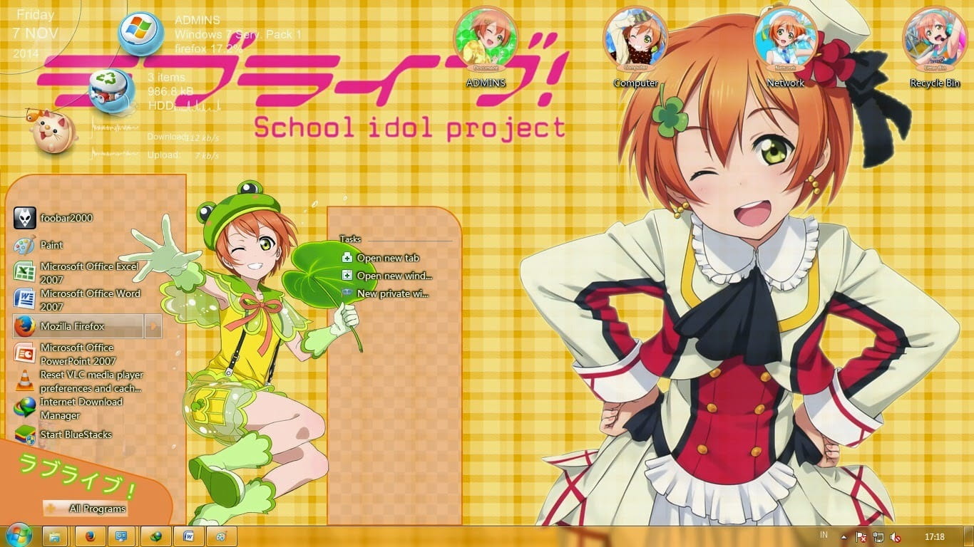 win7主题 电脑主题 萌娘资源 love live 星空凛 凛喵 元气