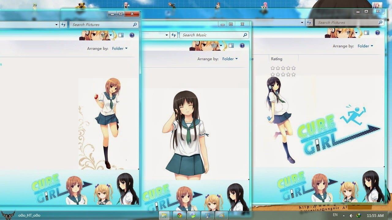 win7主题 电脑主题 萌娘资源 咖啡贵族 蓝色 清新 萌
